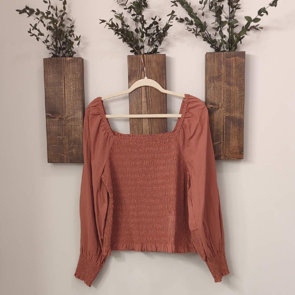 EUC Madewell Lucie Bubble Sleeve Smocked Top